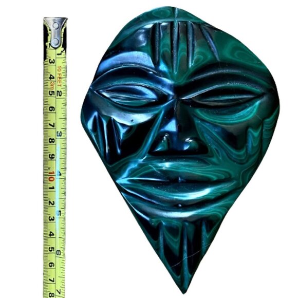 Vintage African carved malachite mask, sculpture, art - Picture 3 of 10